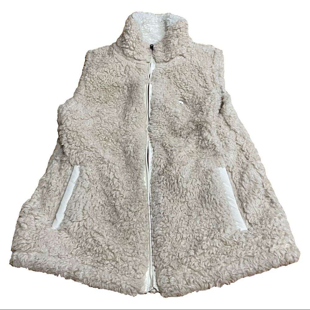small tan southern shirt fuzzy vest